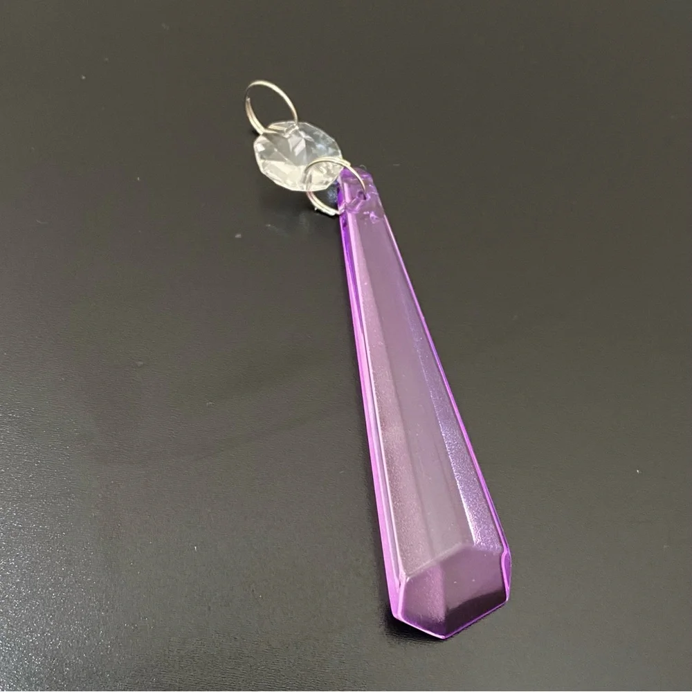 22pcs  Lilac Lavender Purple 3.5” Icicle Drop Chandelier Prism Lamp Replacement - Picture 9 of 12
